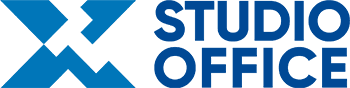 Studio Office sponsor logo featuring the company name with a modern blue geometric design.