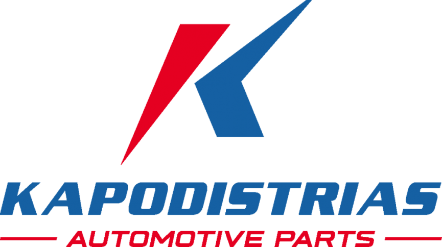 Kapodistrias Automotive Parts sponsor logo featuring the company's blue and red branding with a modern automotive design.